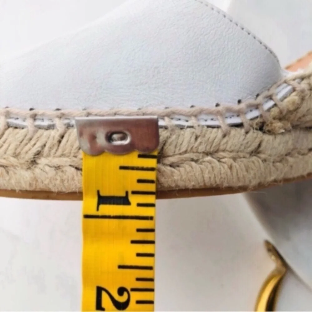 Maypol White Leather Wrap Espadrille Wedges